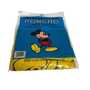 Vintage Disney World Mickey Mouse Poncho Adult Size All Purpose New Sealed